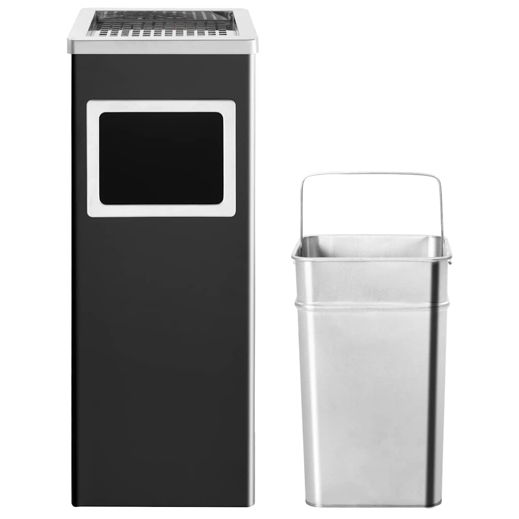 vidaXL Ashtray Dustbin 36 L Steel Black 2