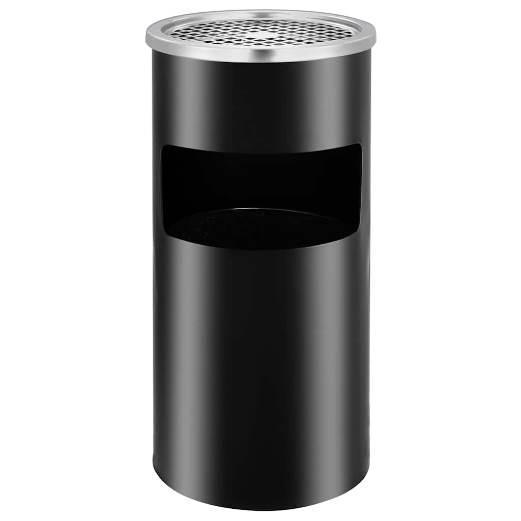 vidaXL Wall Ashtray Dustbin Steel 26 L Black 2