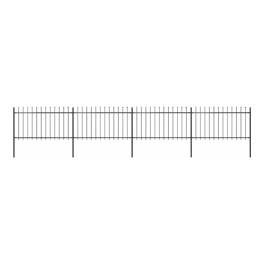 Garden Fence with Spear Top Steel 337x100 cm Black 671 cm