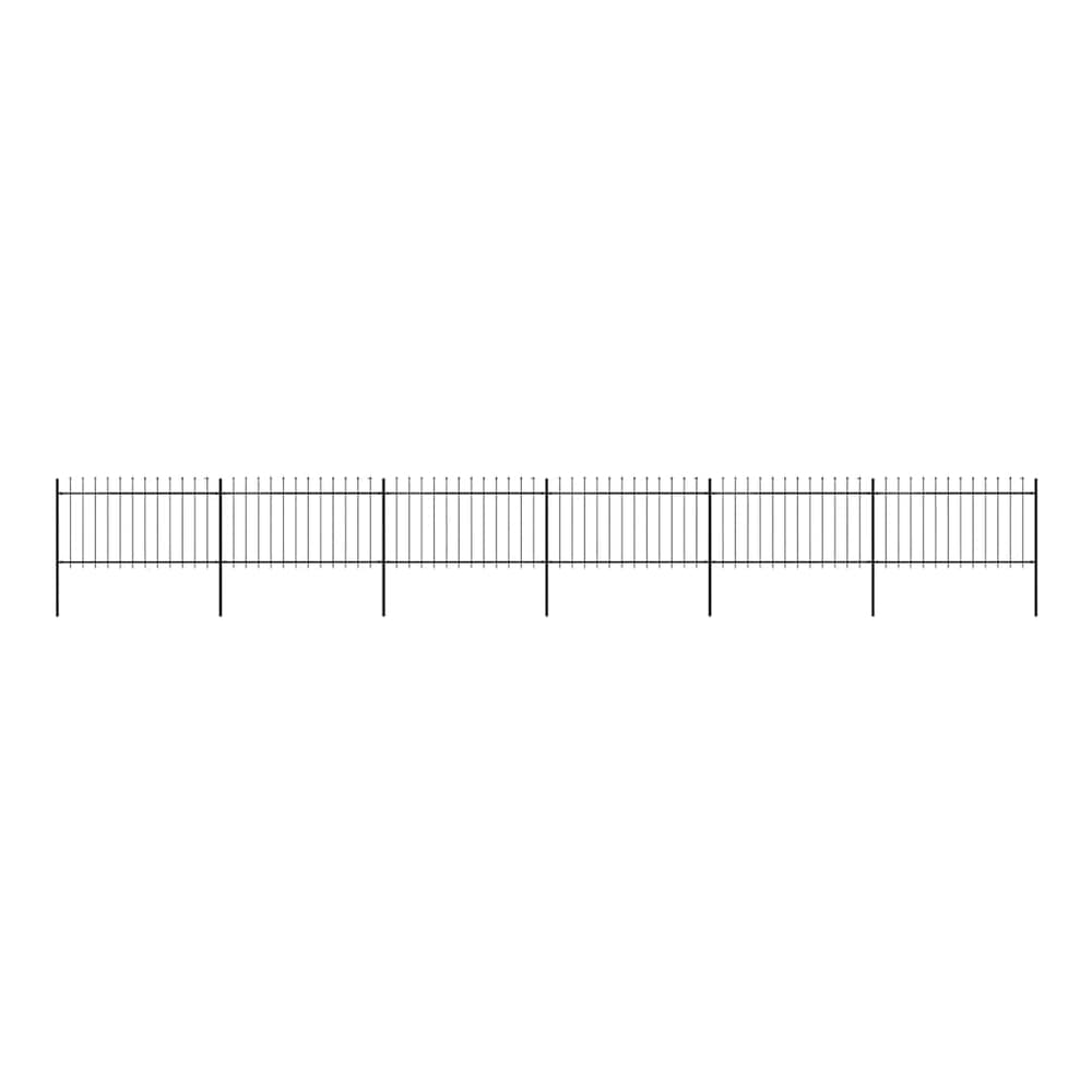 Garden Fence with Spear Top Steel 337x100 cm Black 1005 cm