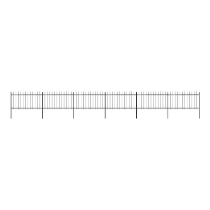Garden Fence with Spear Top Steel 337x100 cm Black 1005 cm