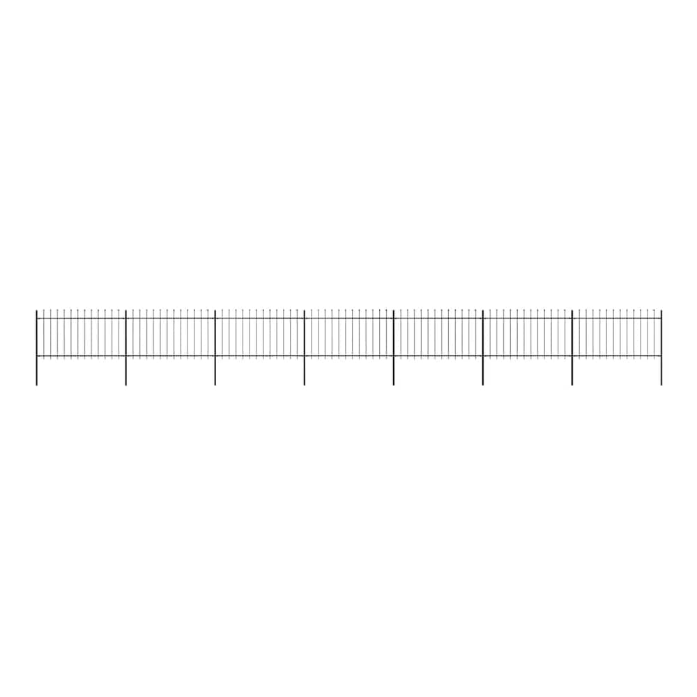 Garden Fence with Spear Top Steel 337x100 cm Black 1172 cm