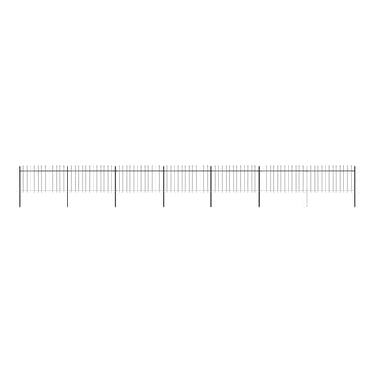 Garden Fence with Spear Top Steel 337x100 cm Black 1172 cm