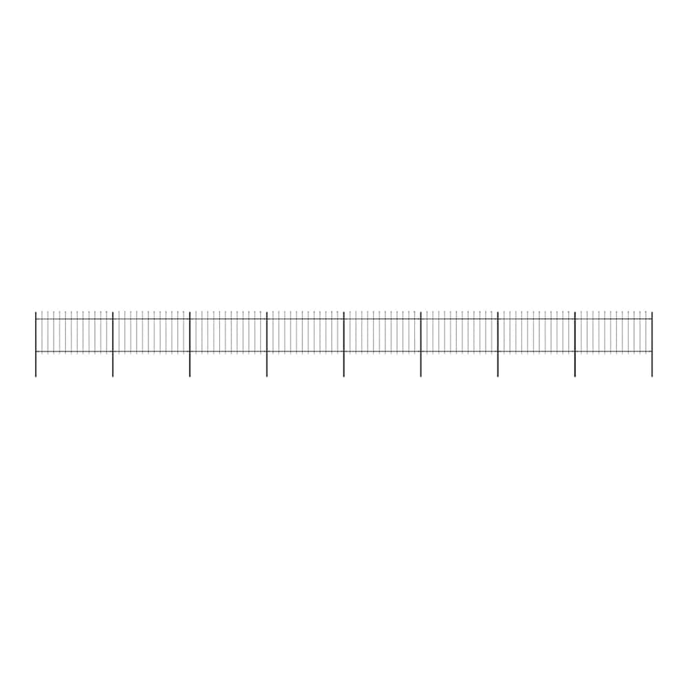 Garden Fence with Spear Top Steel 337x100 cm Black 1339 cm