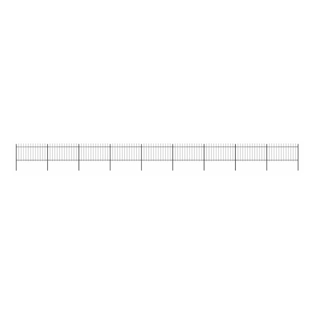 Garden Fence with Spear Top Steel 337x100 cm Black 1506 cm