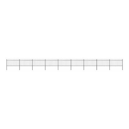 Garden Fence with Spear Top Steel 337x100 cm Black 1506 cm