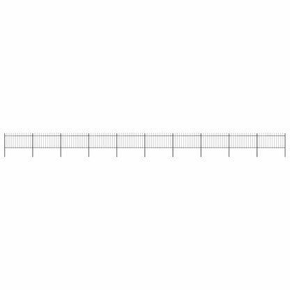 Garden Fence with Spear Top Steel 337x100 cm Black 1673 cm