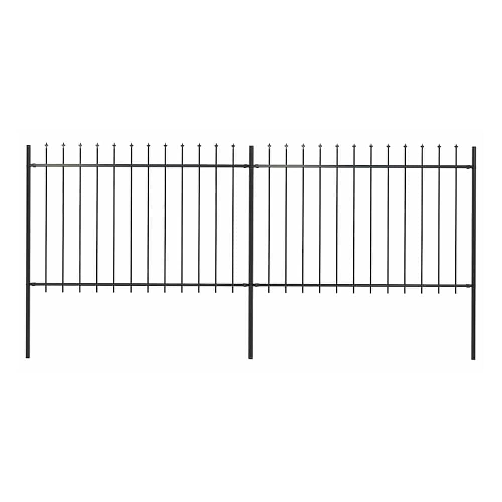 Garden Fence with Spear Top Steel 337x120 cm Black 337 cm