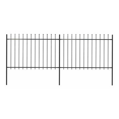 Garden Fence with Spear Top Steel 337x120 cm Black 337 cm