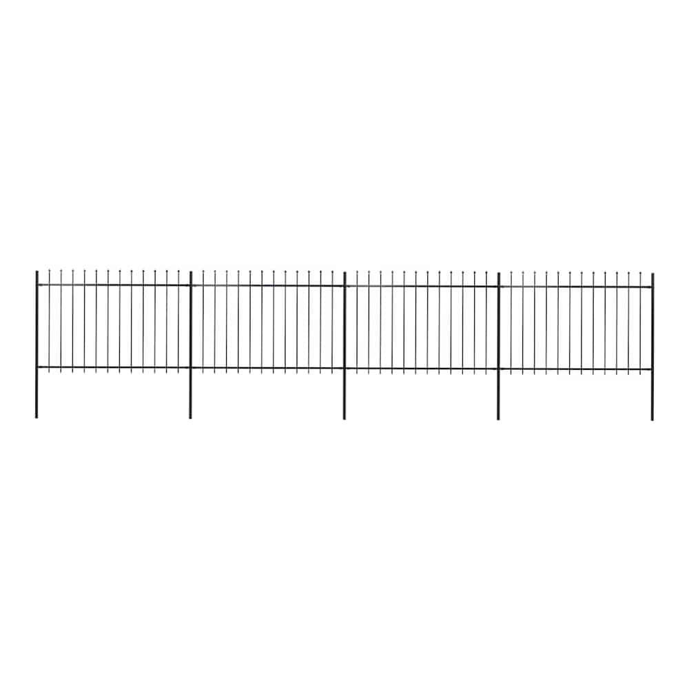 Garden Fence with Spear Top Steel 337x120 cm Black 671 cm