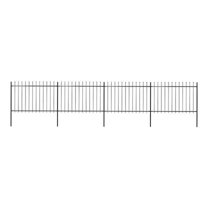 Garden Fence with Spear Top Steel 337x120 cm Black 671 cm