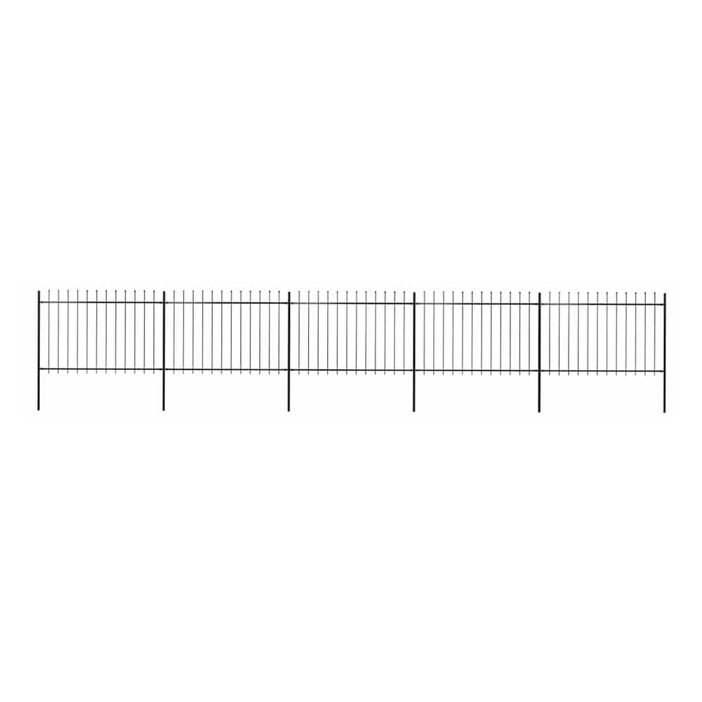 Garden Fence with Spear Top Steel 337x120 cm Black 838 cm