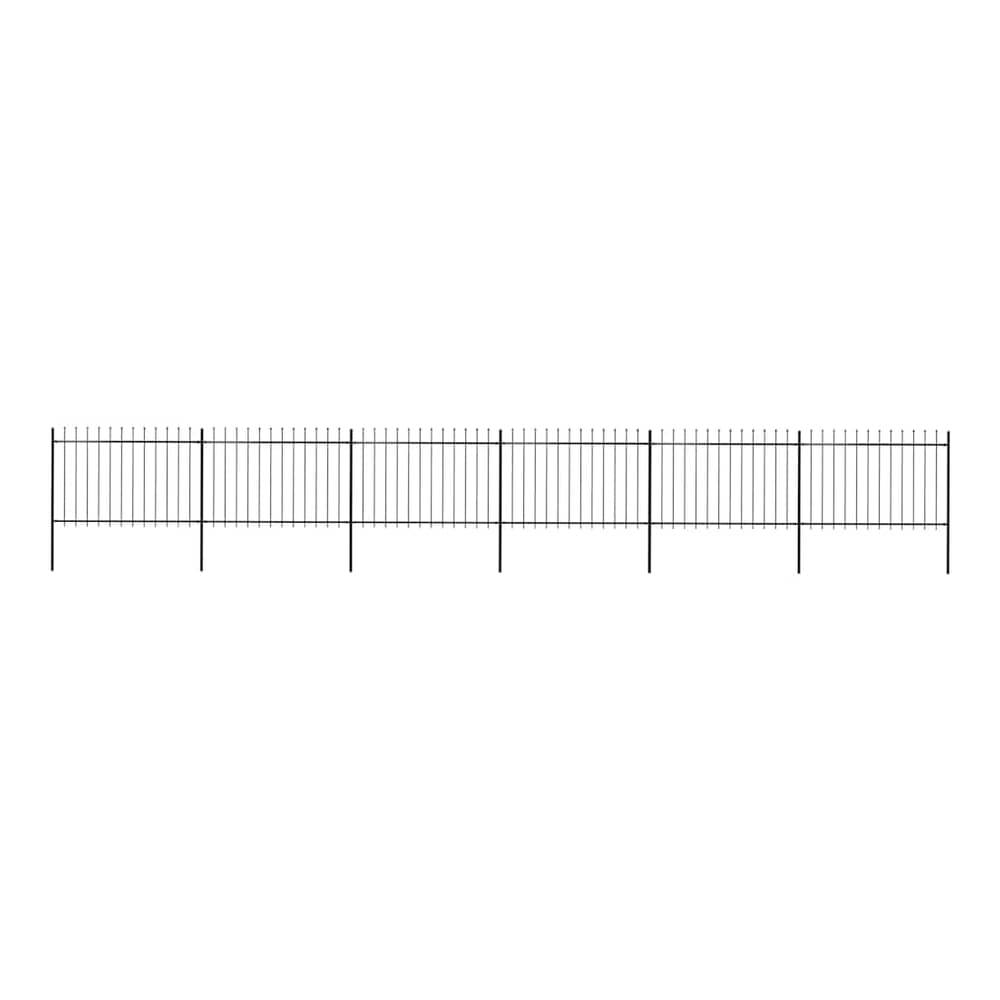 Garden Fence with Spear Top Steel 337x120 cm Black 1005 cm