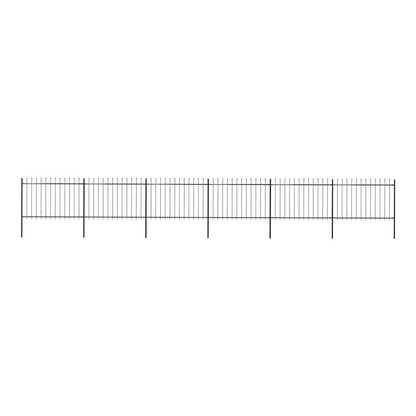 Garden Fence with Spear Top Steel 337x120 cm Black 1005 cm