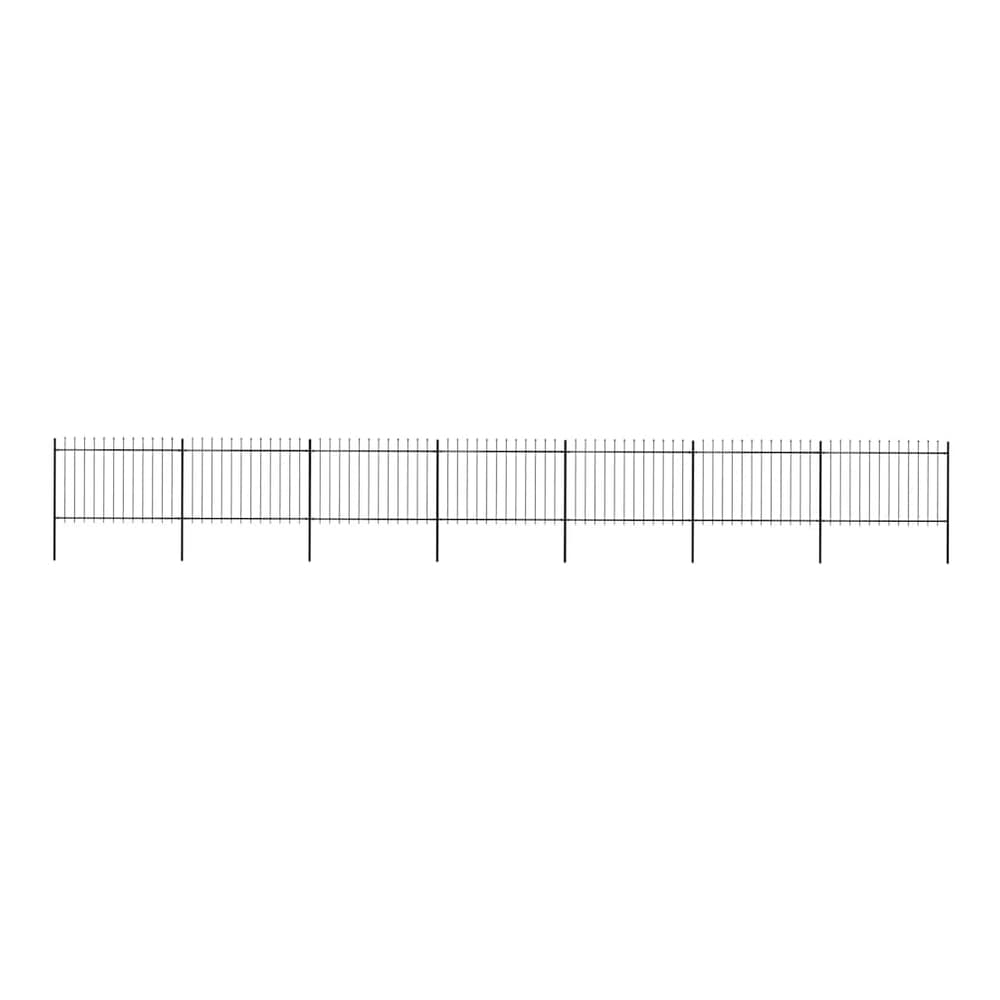 Garden Fence with Spear Top Steel 337x120 cm Black 1172 cm