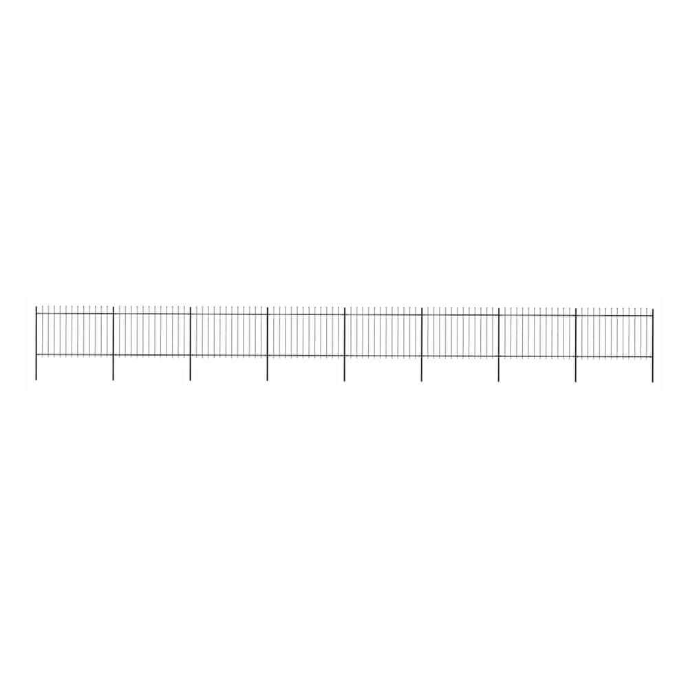 Garden Fence with Spear Top Steel 337x120 cm Black 1339 cm
