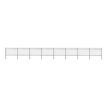 Garden Fence with Spear Top Steel 337x120 cm Black 1339 cm