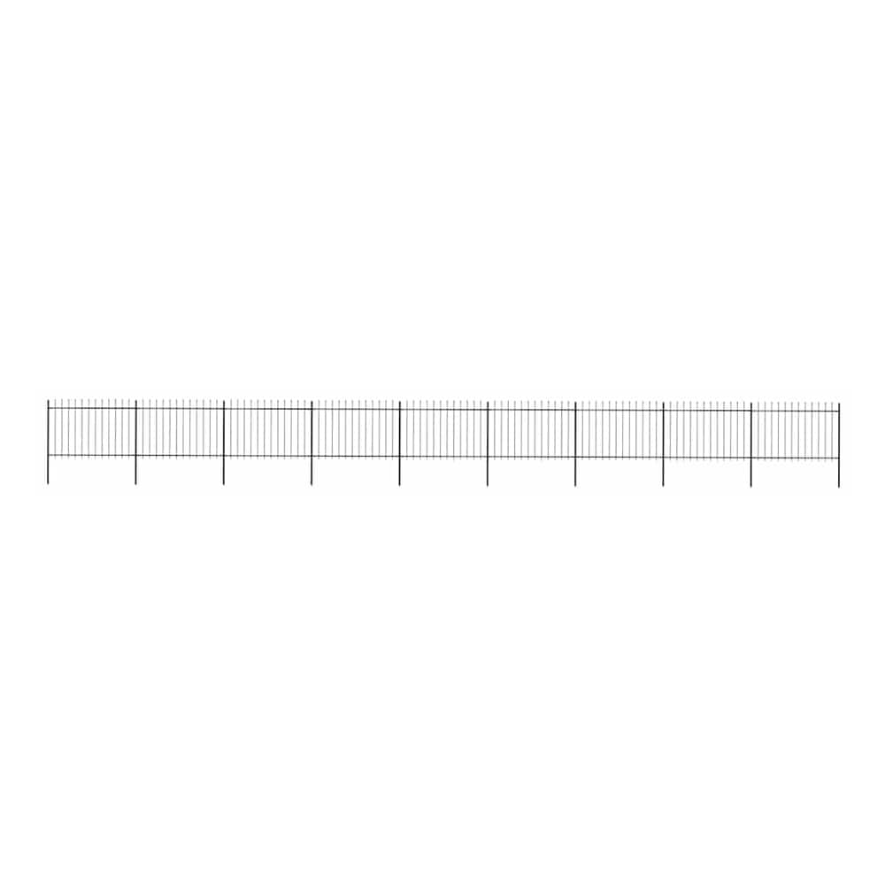 Garden Fence with Spear Top Steel 337x120 cm Black 1506 cm