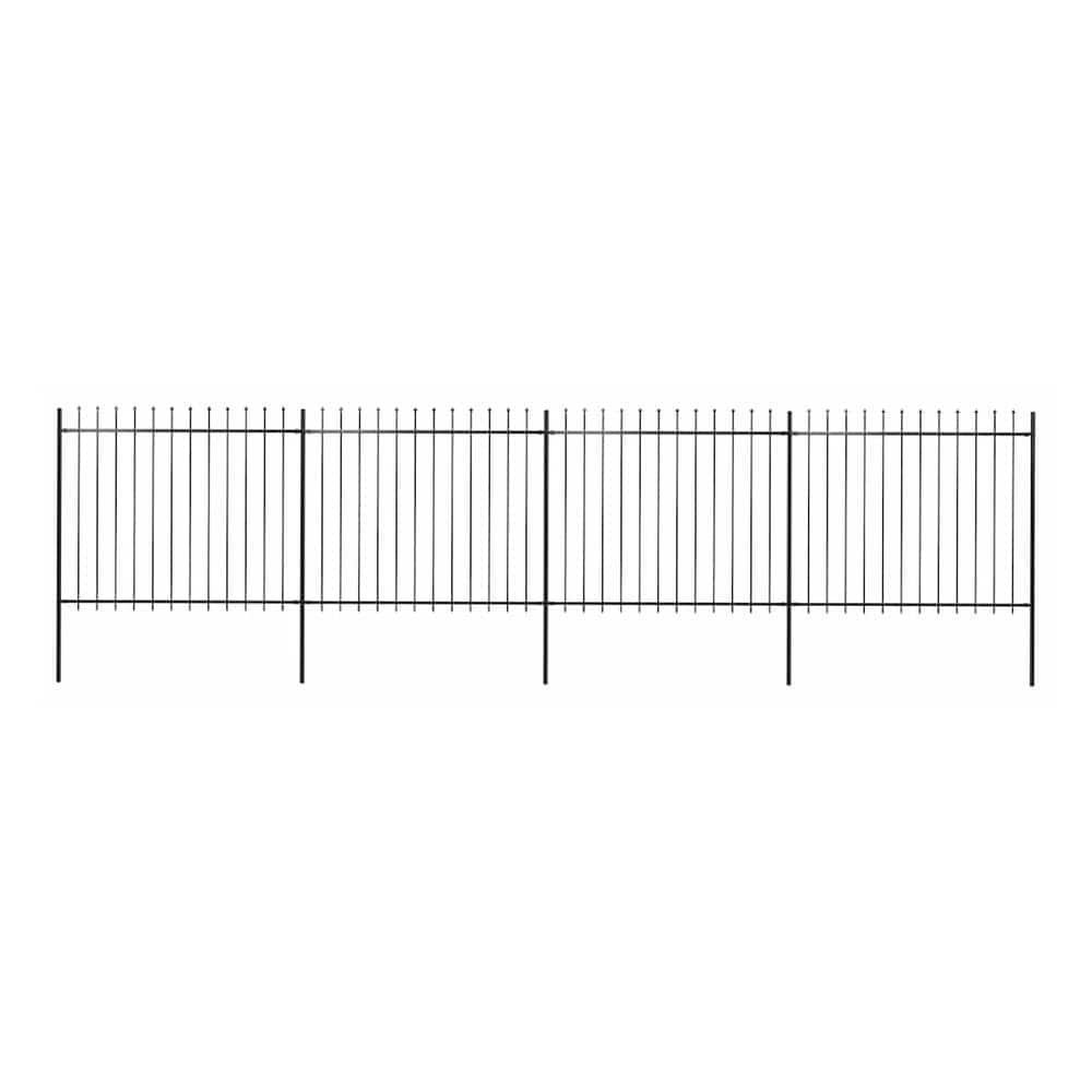 Garden Fence with Spear Top Steel 337x150 cm Black 671 cm