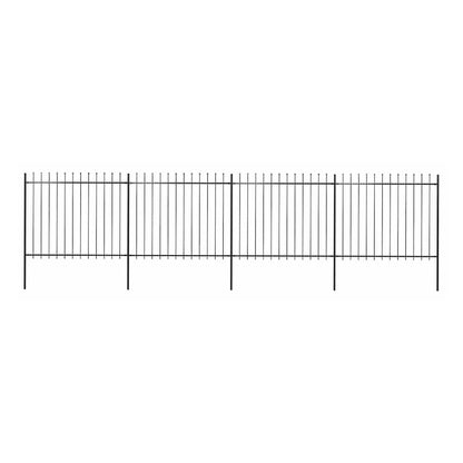 Garden Fence with Spear Top Steel 337x150 cm Black 671 cm