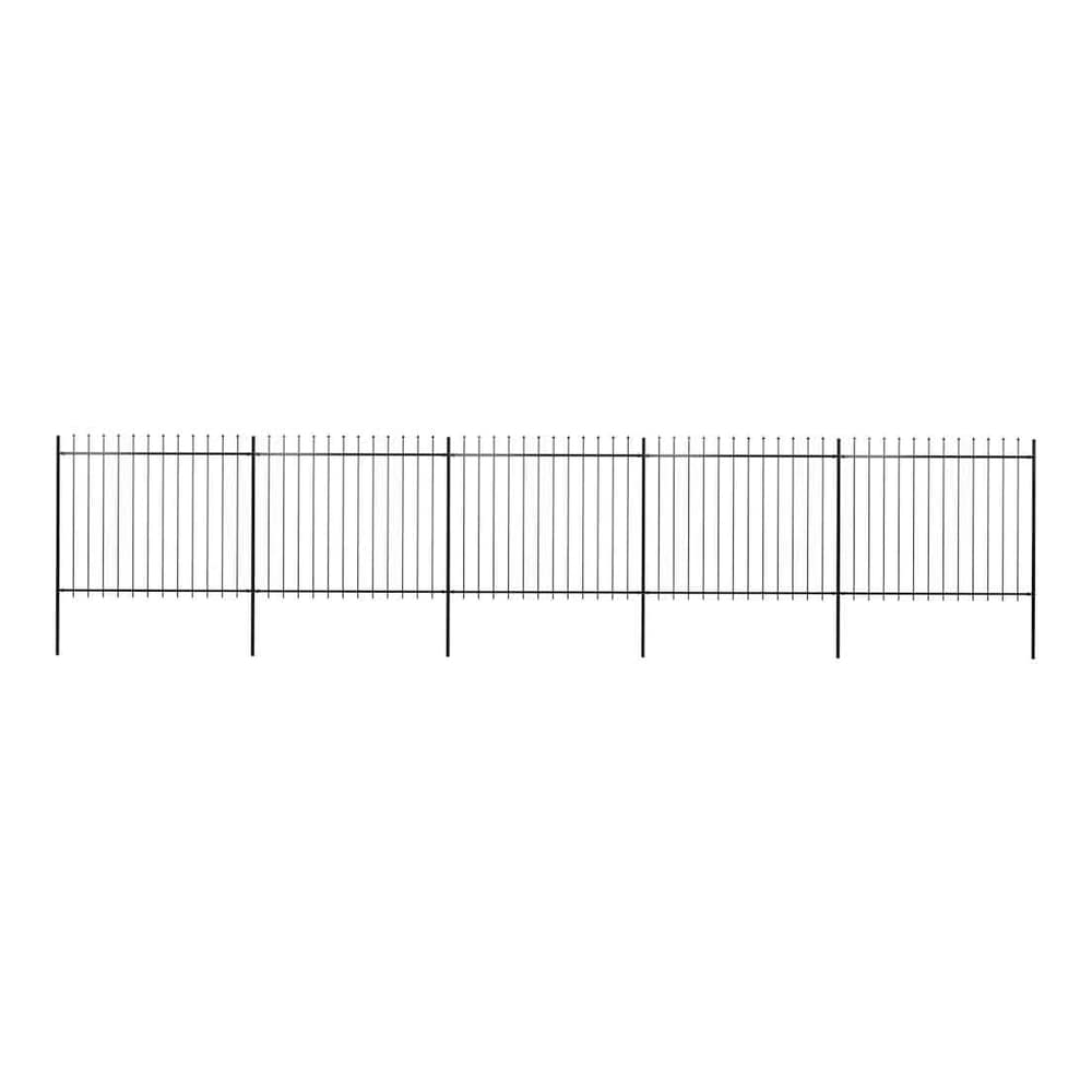 Garden Fence with Spear Top Steel 337x150 cm Black 838 cm
