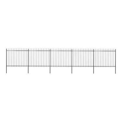 Garden Fence with Spear Top Steel 337x150 cm Black 838 cm