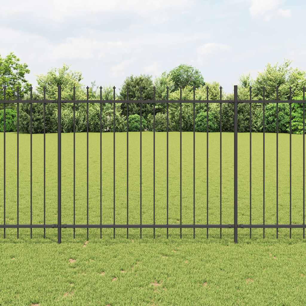 Garden Fence with Spear Top Steel 337x150 cm Black 1005 cm