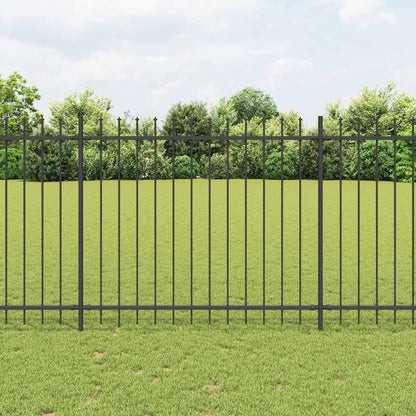 Garden Fence with Spear Top Steel 337x150 cm Black 1005 cm