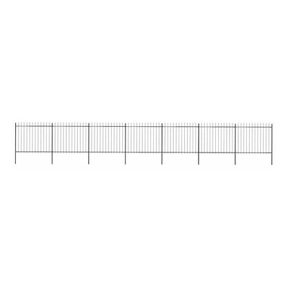 Garden Fence with Spear Top Steel 337x150 cm Black 1172 cm