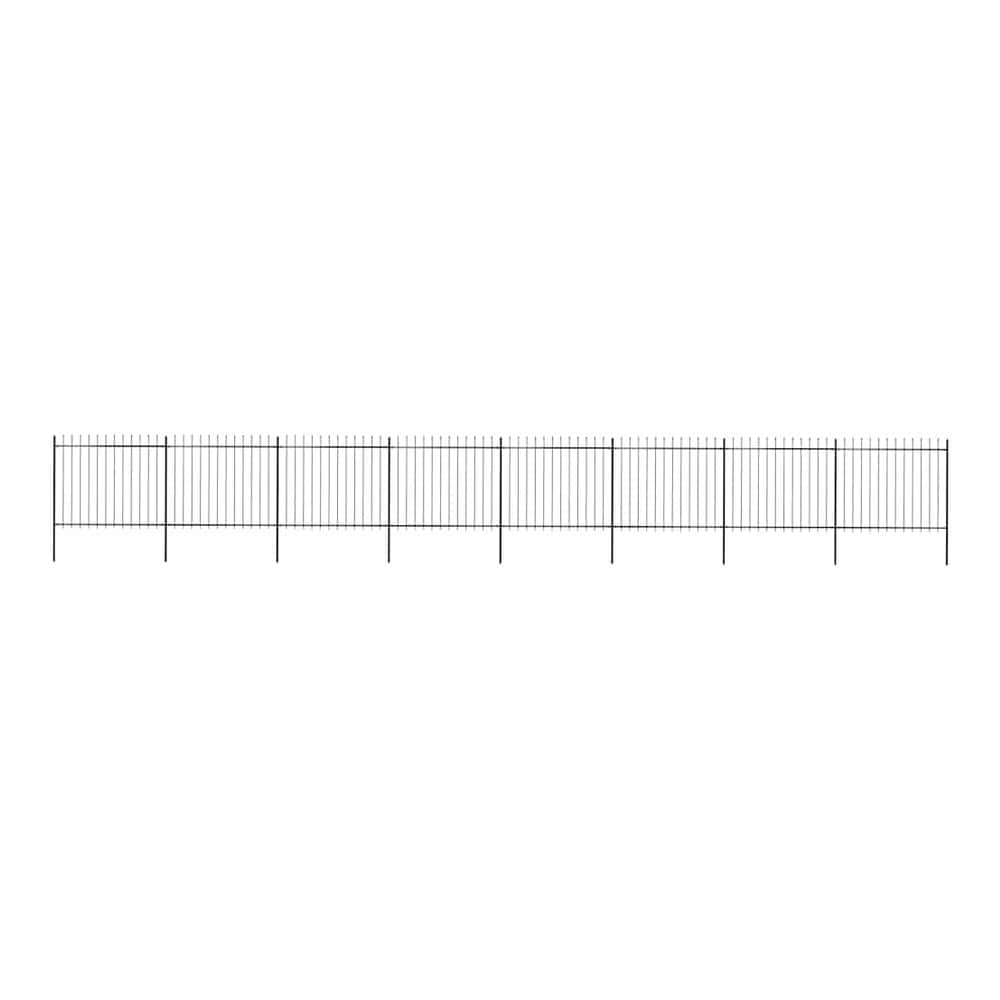 Garden Fence with Spear Top Steel 337x150 cm Black 1339 cm