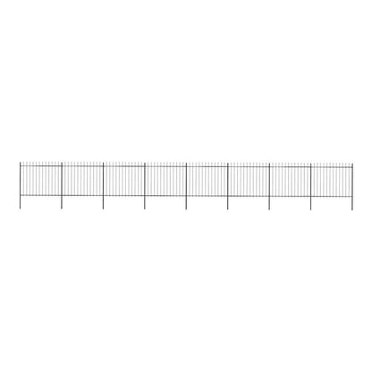 Garden Fence with Spear Top Steel 337x150 cm Black 1339 cm