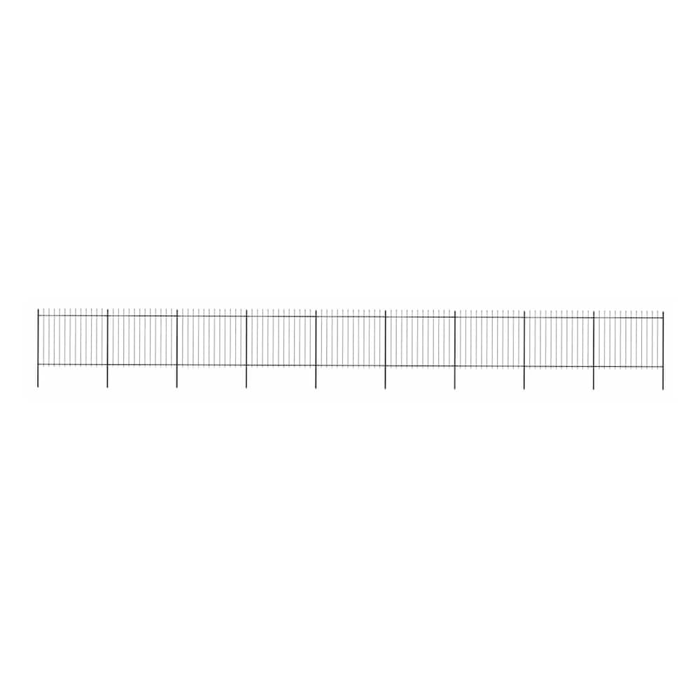 Garden Fence with Spear Top Steel 337x150 cm Black 1506 cm