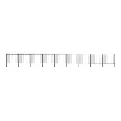 Garden Fence with Spear Top Steel 337x150 cm Black 1506 cm