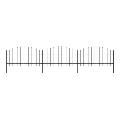 Garden Fence with Spear Top Steel 355x125 cm Black Height 100-125 cm 530 cm