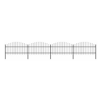 Garden Fence with Spear Top Steel 355x125 cm Black Height 100-125 cm 705 cm