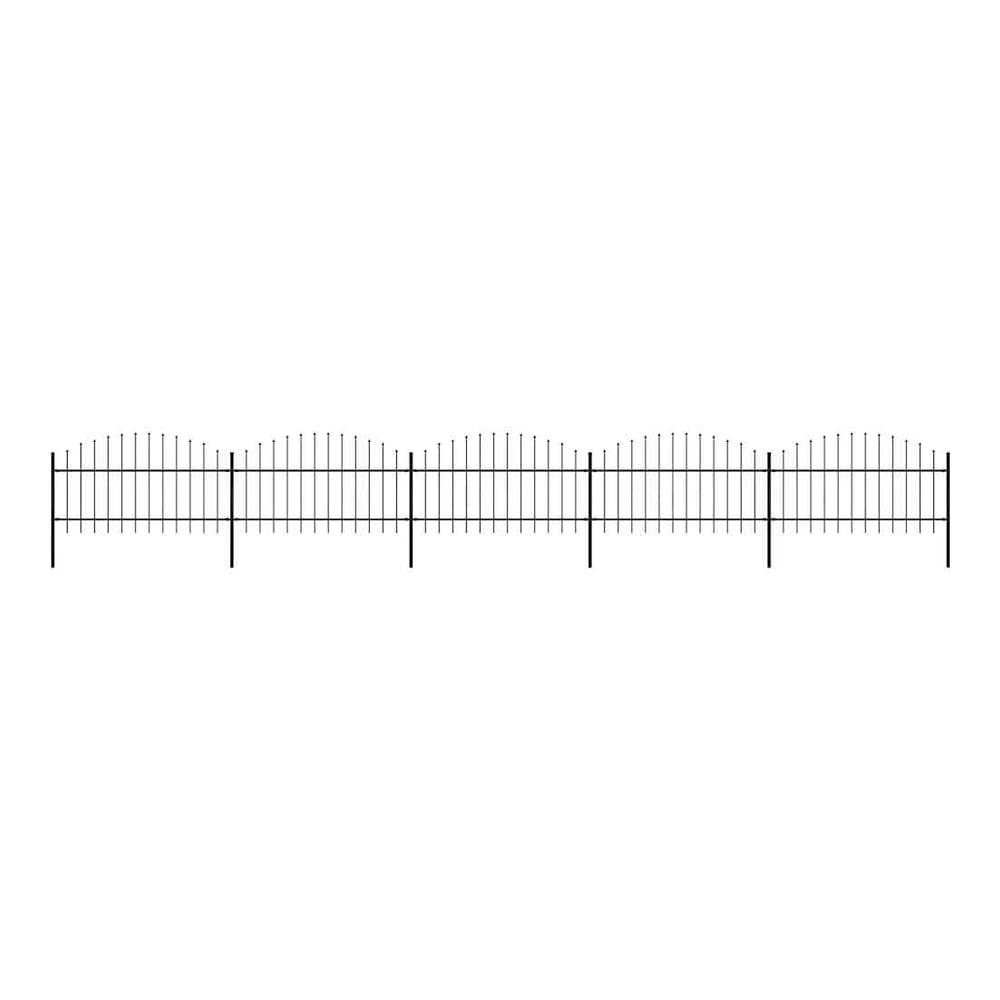 Garden Fence with Spear Top Steel 355x125 cm Black Height 100-125 cm 880 cm