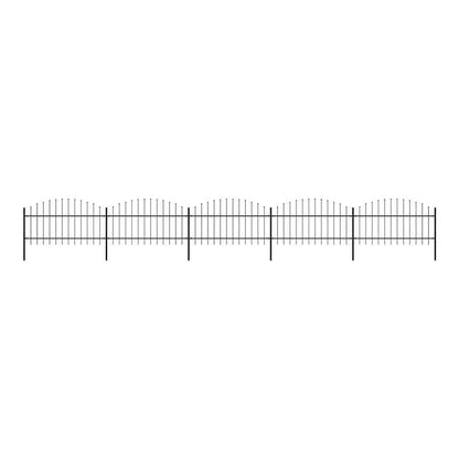 Garden Fence with Spear Top Steel 355x125 cm Black Height 100-125 cm 880 cm