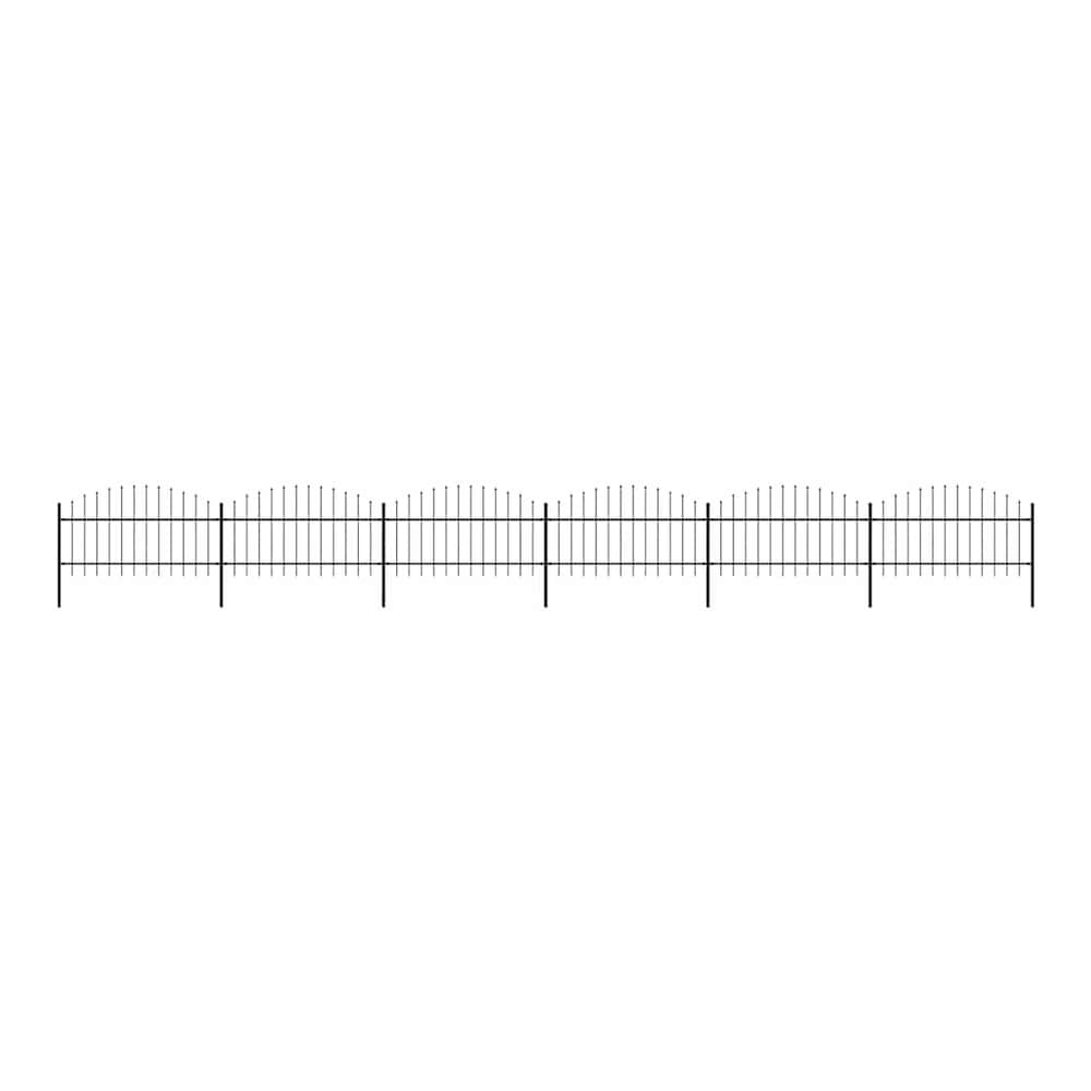 Garden Fence with Spear Top Steel 355x125 cm Black Height 100-125 cm 1055 cm