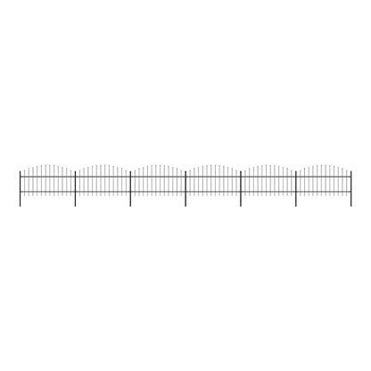 Garden Fence with Spear Top Steel 355x125 cm Black Height 100-125 cm 1055 cm