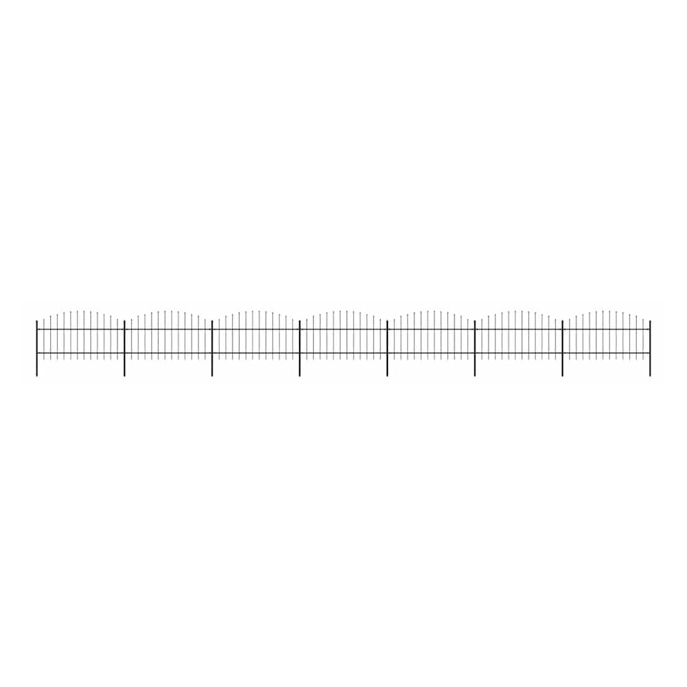 Garden Fence with Spear Top Steel 355x125 cm Black Height 100-125 cm 1230 cm