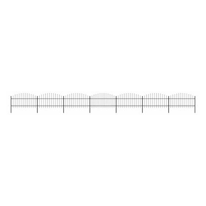 Garden Fence with Spear Top Steel 355x125 cm Black Height 100-125 cm 1230 cm