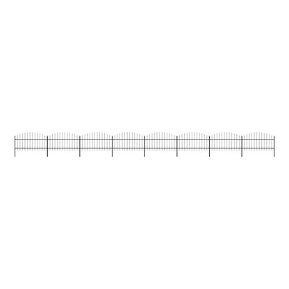 Garden Fence with Spear Top Steel 355x125 cm Black Height 100-125 cm 1405 cm