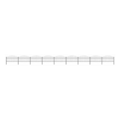 Garden Fence with Spear Top Steel 355x125 cm Black Height 100-125 cm 1580 cm