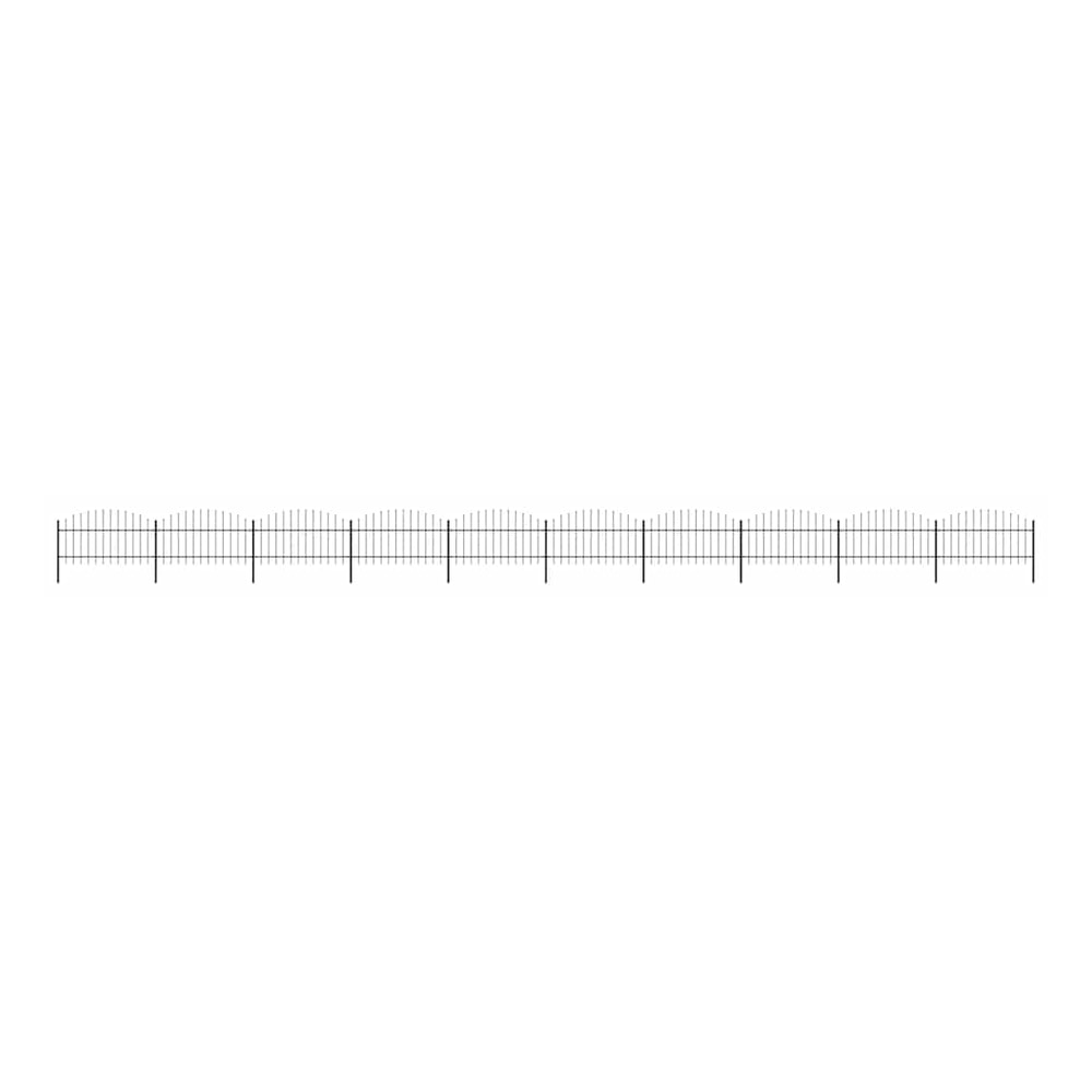 Garden Fence with Spear Top Steel 355x125 cm Black Height 100-125 cm 1755 cm