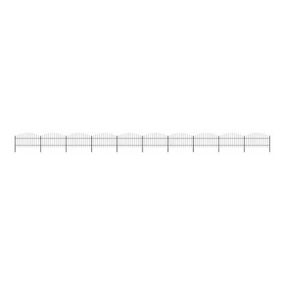 Garden Fence with Spear Top Steel 355x125 cm Black Height 100-125 cm 1755 cm