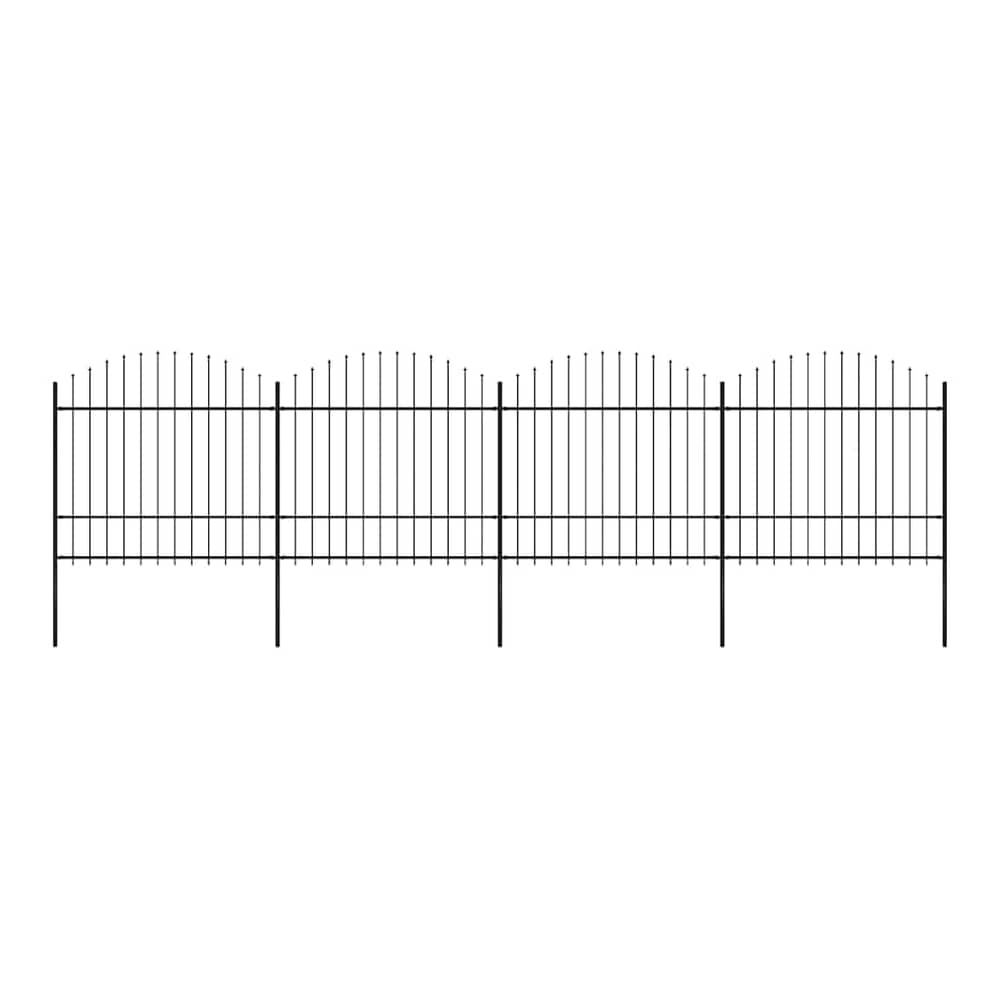 Garden Fence with Spear Top Steel 337x175 cm Black Height 150-175 cm 671 cm