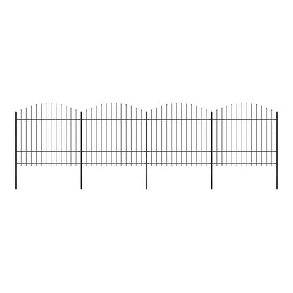 Garden Fence with Spear Top Steel 337x175 cm Black Height 150-175 cm 671 cm