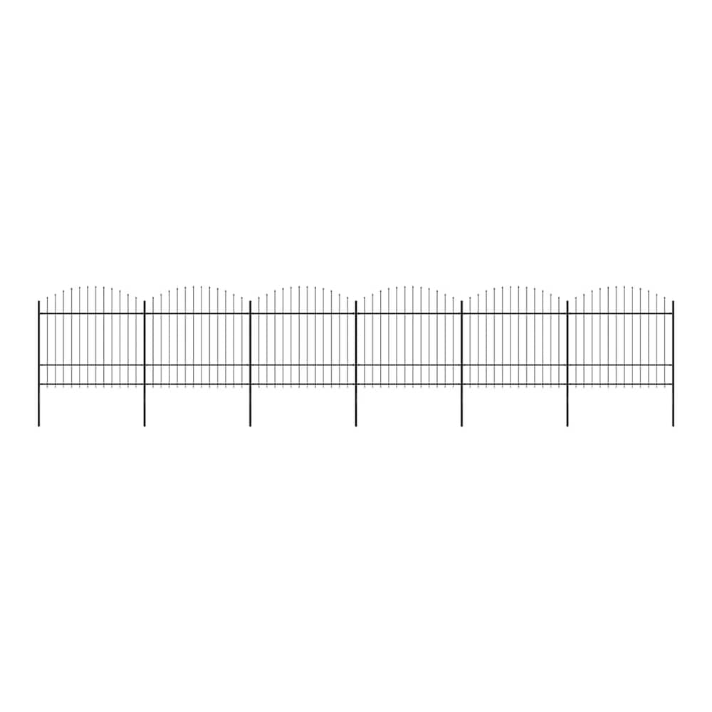 Garden Fence with Spear Top Steel 337x175 cm Black Height 150-175 cm 1005 cm