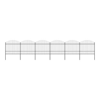 Garden Fence with Spear Top Steel 337x175 cm Black Height 150-175 cm 1005 cm