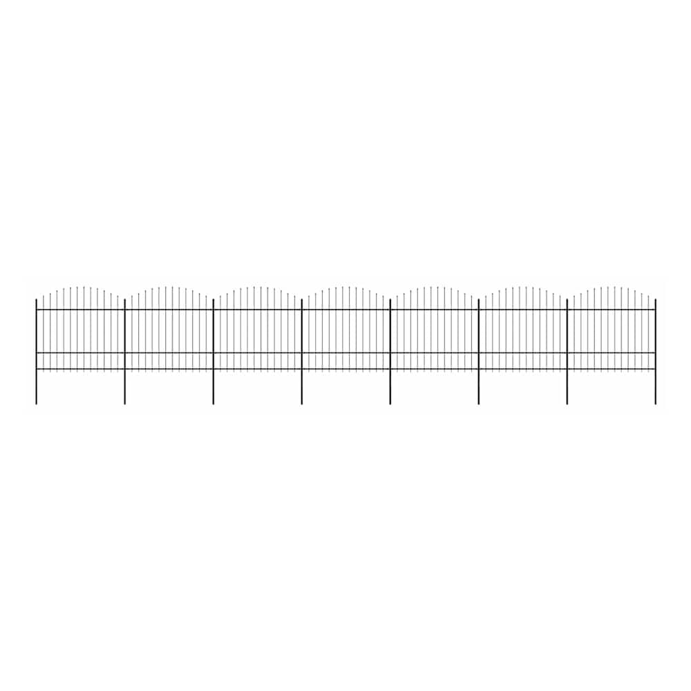Garden Fence with Spear Top Steel 337x175 cm Black Height 150-175 cm 1172 cm